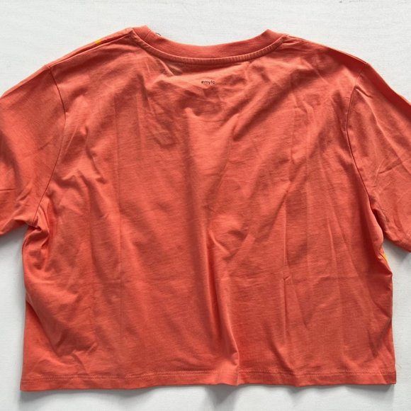 French Connection Lace Crop Tee Papaya Punch Orange - Picture 4 of 4